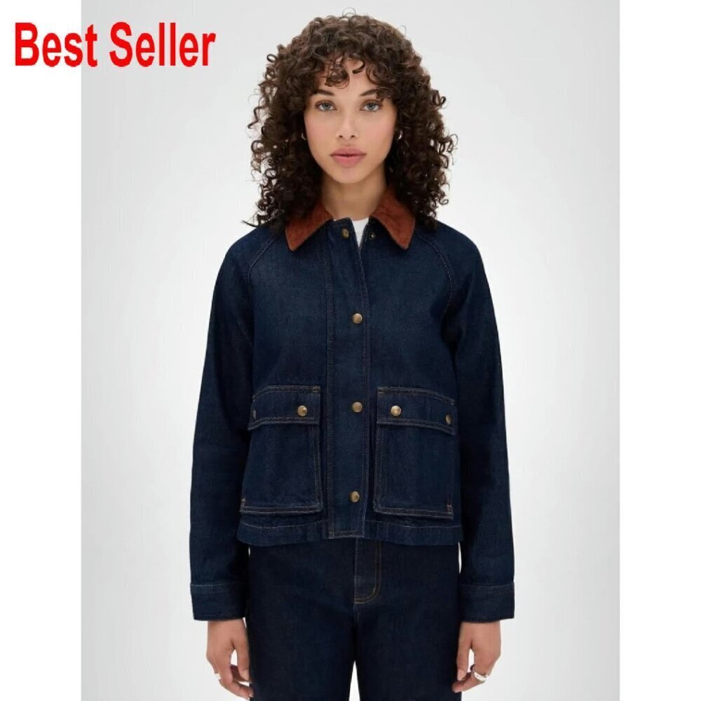 Denim Trapeze Jacket Classic Chic Oversized Y2K Retro Button Cuffs